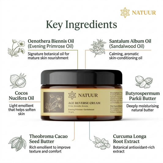 Age Reverse Cream | Evening Primrose | Sandalwood | Firm | Smooth | Renew - 50gms