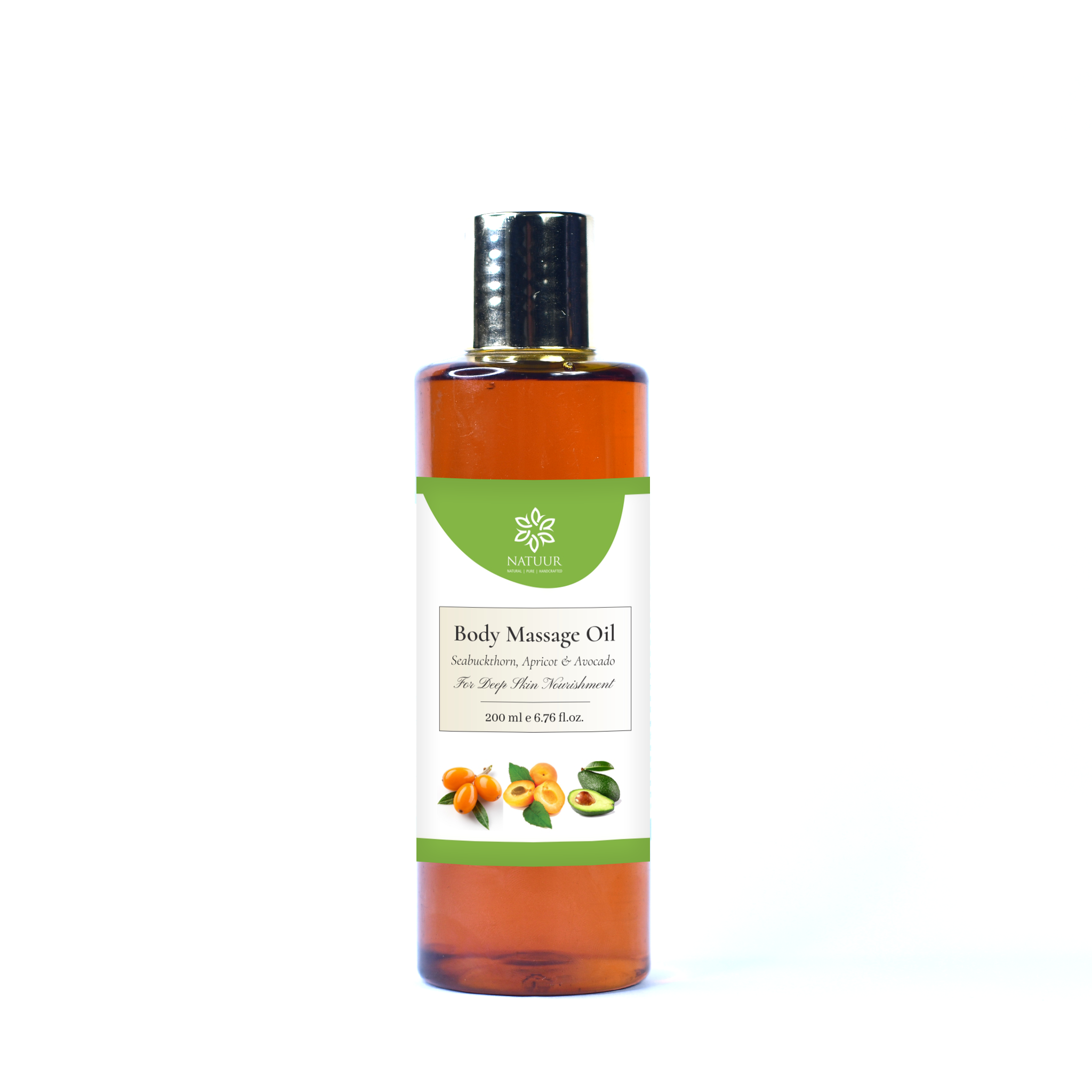 Body Massage Oil For Deep Skin Nourishment - Seabuckthorn, Apricot and Avocado 200ml - Natuur.in Body Massage Oil For Deep Skin Nourishment - Seabuckthorn, Apricot and Avocado 200ml - Natuur.in