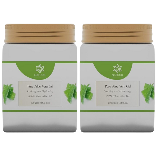 NATUUR - Pure Aloe Vera Gel - 500gmX2 |Soothing and Moisturizing | Hydrates and Moisturizes Dry Skin | Cooling and Soothing Properties | Suitable for Day and Night Use