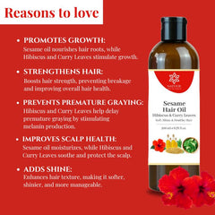 Natuur Sesame hair oil - Hibiscus and Curry leaves 200ml Natuur Sesame hair oil - Hibiscus and Curry leaves 200ml