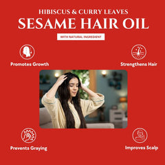Natuur Sesame hair oil - Hibiscus and Curry leaves 200ml Natuur Sesame hair oil - Hibiscus and Curry leaves 200ml
