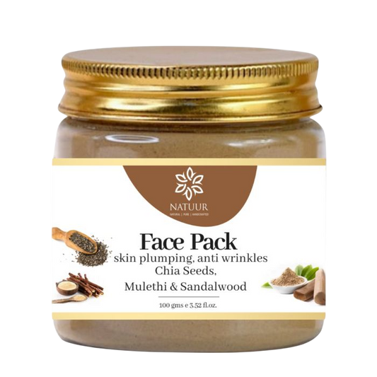 Face Pack - chia seeds, mulethi and sandalwood - skin plumping 100gm