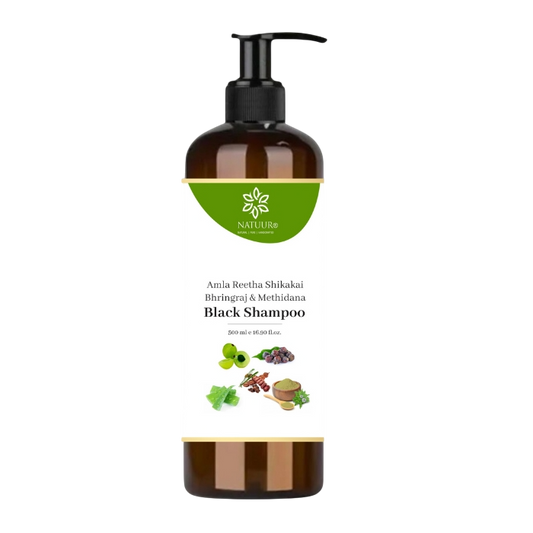 Natuur black shampoo - amla reetha shikakai bhringraj & methidana 500mL