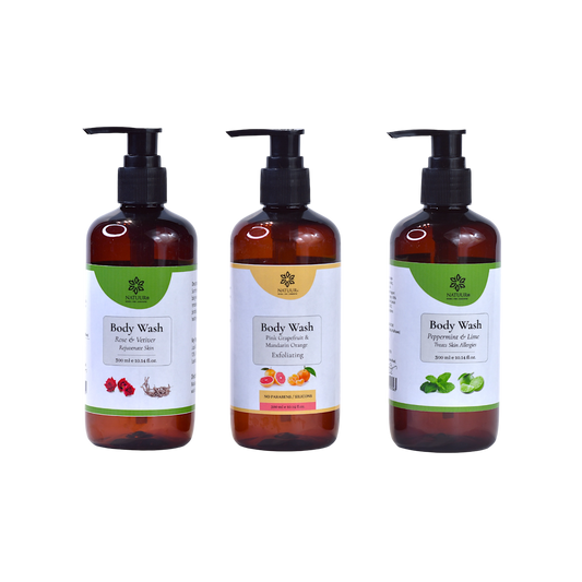 Natuur Body Wash Set (3x300ml) - Rose Vetiver, Grapefruit, Peppermint