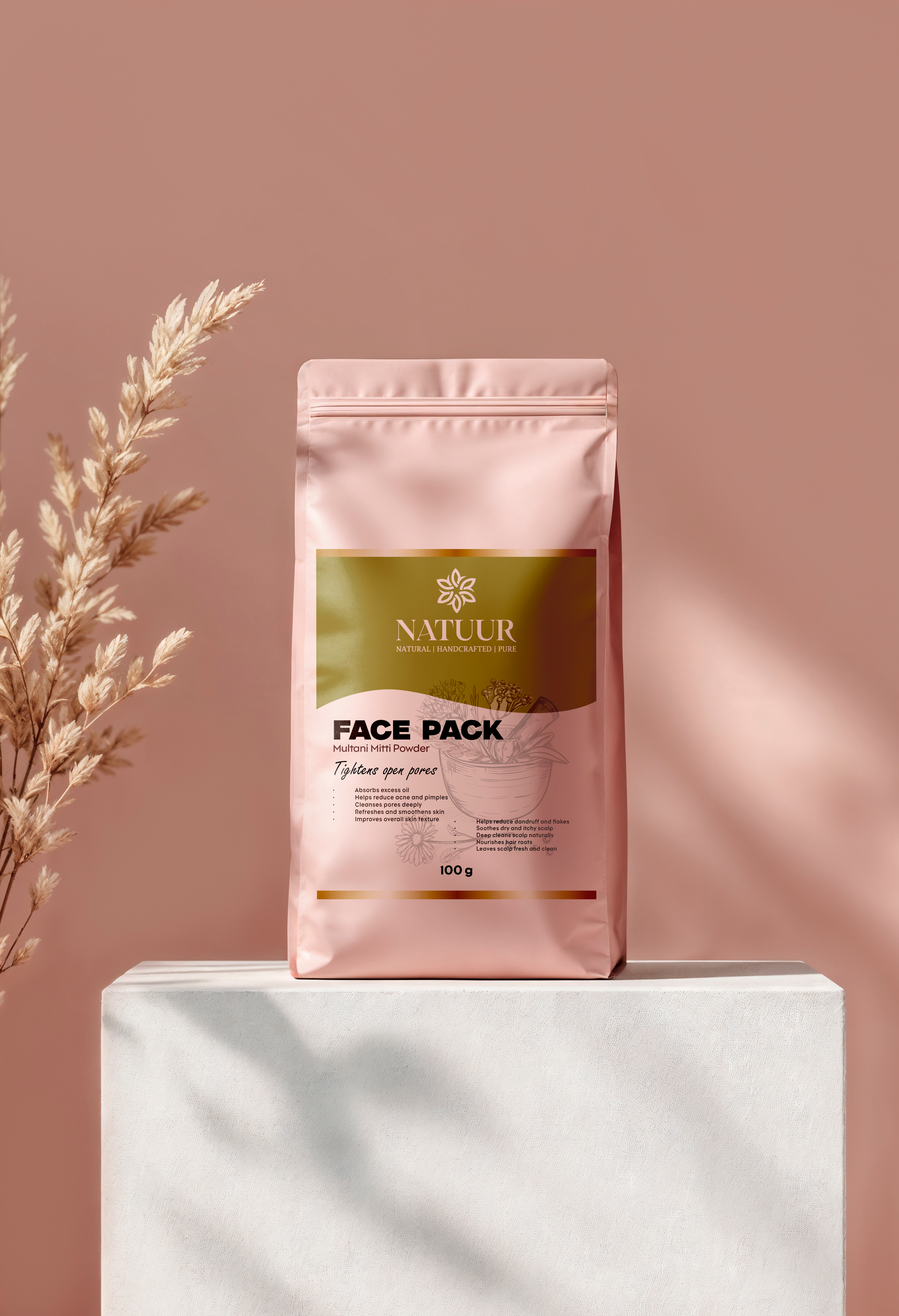 Pure Multani Mitti Powder 100g - Natural Face Pack & Skin Care