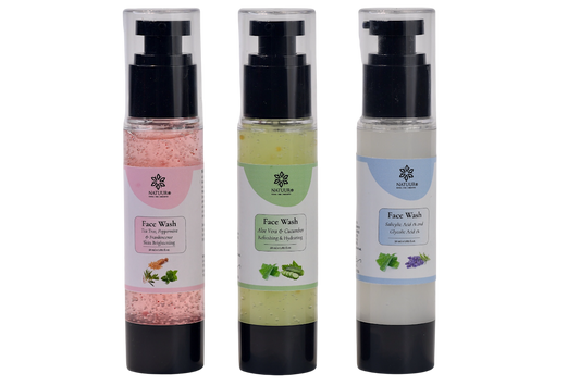 Face washes ( Salicylic acid, Aloe Cucumber, Skin brightening) 50 ml x 3
