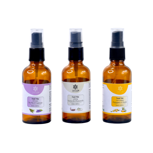 Facial Mists Kit for Summers (Firangipani Kewda, Vetiver Chamomile, Tea tree Lavender ) 50 ml x 3