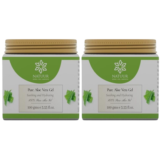NATUUR - Pure Aloe Vera Gel - 100gmX2 |Soothing and Moisturizing | Hydrates and Moisturizes Dry Skin | Cooling and Soothing Properties | Suitable for Day and Night Use