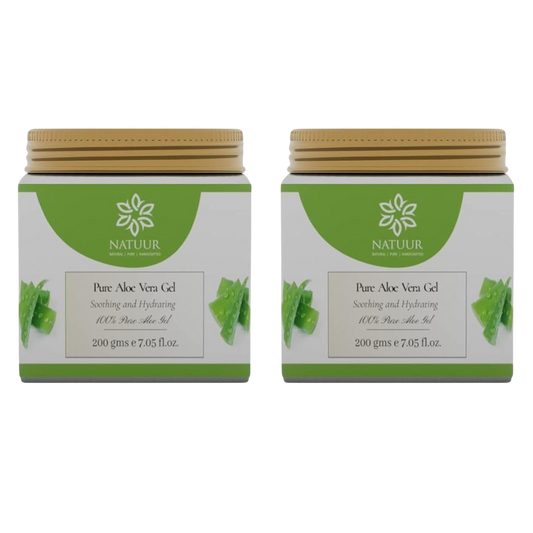 NATUUR - Pure aloevera gel - 200gmsX2 | Skin Vitaliser | Suitable For Sensitive Skin Types | Remove Dark Circles and Eye Puffiness | Promotes Healthy, Glowing Skin, Cleanses Pores