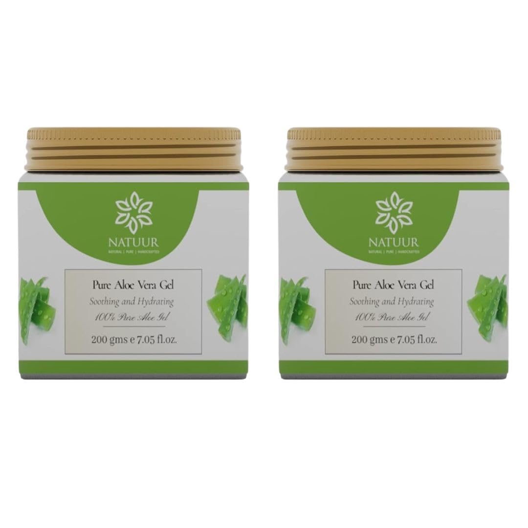 NATUUR - Pure aloevera gel - 200gmsX2 | Skin Vitaliser | Suitable For Sensitive Skin Types | Remove Dark Circles and Eye Puffiness | Promotes Healthy, Glowing Skin, Cleanses Pores NATUUR - Pure aloevera gel - 200gmsX2 | Skin Vitaliser | Suitable For Sensitive Skin Types | Remove Dark Circles and Eye Puffiness | Promotes Healthy, Glowing Skin, Cleanses Pores