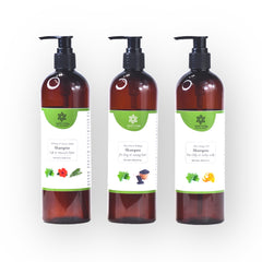 Shampoos - Aloe Orange Peel, Aloe hibiscus curry leaves, Aloe kalonji  500 ml x 3 Shampoos - Aloe Orange Peel, Aloe hibiscus curry leaves, Aloe kalonji  500 ml x 3