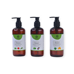 Aloe Vera Shampoo Set: Hibiscus, Kalonji & Orange Peel 300ml x 3 Aloe Vera Shampoo Set: Hibiscus, Kalonji & Orange Peel 300ml x 3