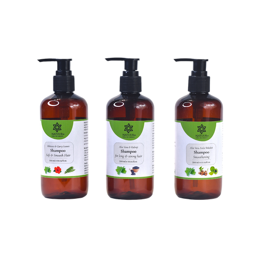 Aloe Vera Shampoo Set: Hibiscus, Kalonji & Orange Peel 300ml x 3