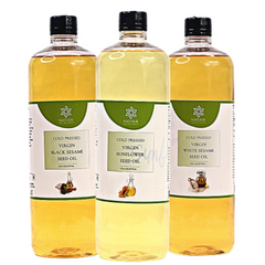 Natuur - Cold Press Edible Oil Pack of 3, 1 Litre each | White Sesame, Black Sesame, Sunflower Cooking Oil for Daily use | 100% Pure and Chemical-Free Oil Natuur - Cold Press Edible Oil Pack of 3, 1 Litre each | White Sesame, Black Sesame, Sunflower Cooking Oil for Daily use | 100% Pure and Chemical-Free Oil