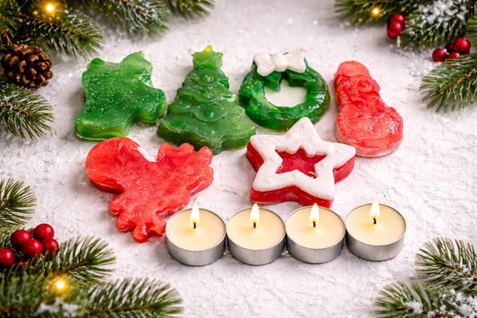 6 Handcrafted X-Mas Soaps + 5–6 Tea Light Candles | Festive Wellness Set