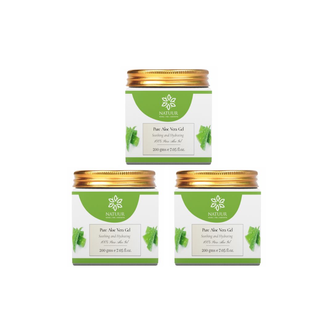 NATUUR - Pure Aloe Vera Gel - 200gmX3 |Soothing and Moisturizing | Hydrates and Moisturizes Dry Skin | Cooling and Soothing Properties | Suitable for Day and Night Use NATUUR - Pure Aloe Vera Gel - 200gmX3 |Soothing and Moisturizing | Hydrates and Moisturizes Dry Skin | Cooling and Soothing Properties | Suitable for Day and Night Use