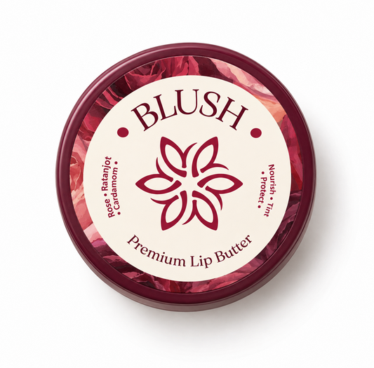 BLUSH | Rose | Ratanjot | Cardamom | Premium Lip Butter | Nourish | Tint | Protect