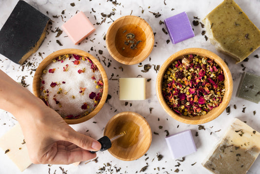 How are handmade soaps made and what ingredients are typically used?