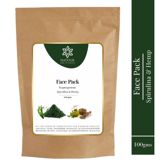 Natuur supergreens face pack - spirulina and hemp 100g