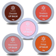 NATUUR - Lip Balm - Pack of 5 (15gm Each)| Moisturizing and Nourishing Lip Care | For Soft and Smooth Lips | Effective for Dry Lips | Prepared with natural plant butters - shea and cocoa