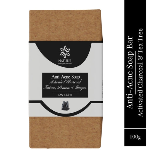 Activated Charcoal Soap With Teatree, Lemon & Ginger - Anti Acne