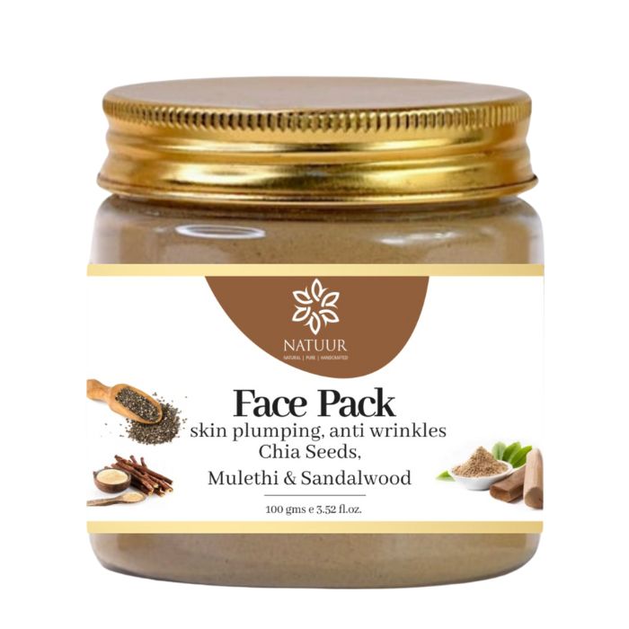 Face Pack - chia seeds, mulethi and sandalwood - skin plumping 100gm