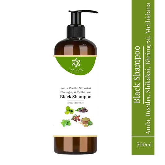 Natuur black shampoo - amla reetha shikakai bhringraj & methidana 500mL