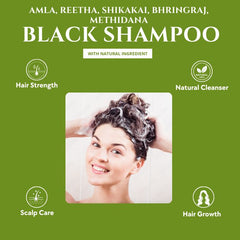 Natuur black shampoo - amla reetha shikakai bhringraj & methidana 500mL