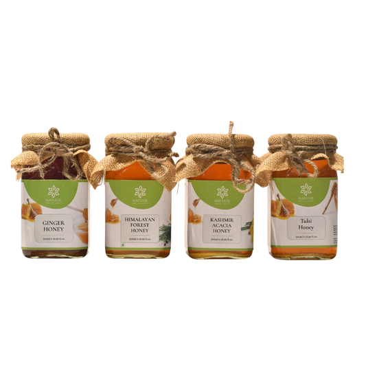 Natuur Pure Honey Variety Pack:   Himalayan, Acacia, Tulsi & Ginger