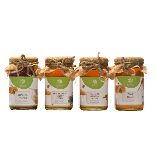 Natuur Pure Honey Variety Pack:   Himalayan, Acacia, Tulsi & Ginger