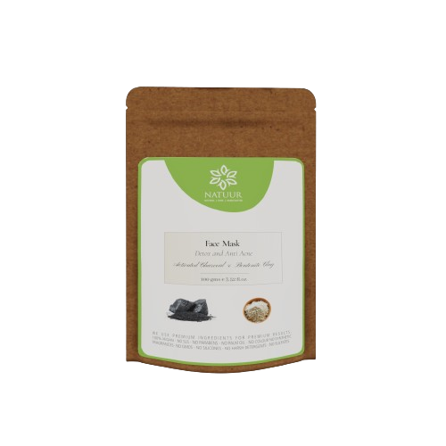 Face mask - Activated Charcoal & Bentonite Clay- Detox and Anti Acne 100gm
