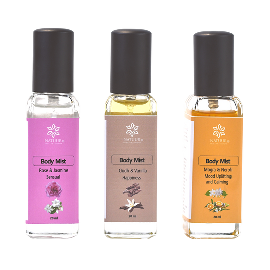 Natuur Body Mist Trio Set - Rose, Oudh, Mogra | 20ml x 3