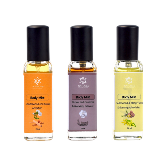 Body Mists for Him: Cedarwood, Vetiver, Sandalwood (20ml x 3)& Musk