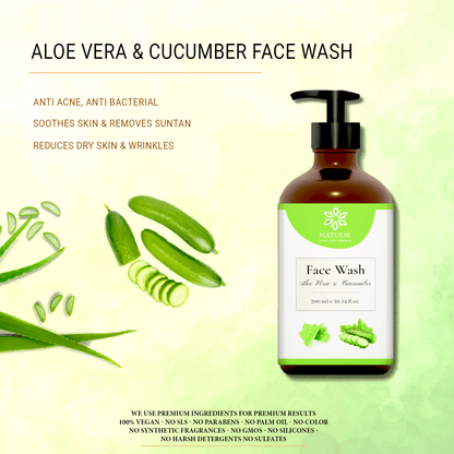 Face Wash - Aloe Vera Cucumber - Refreshing and Hydrating - for normal skin - Natuur.in