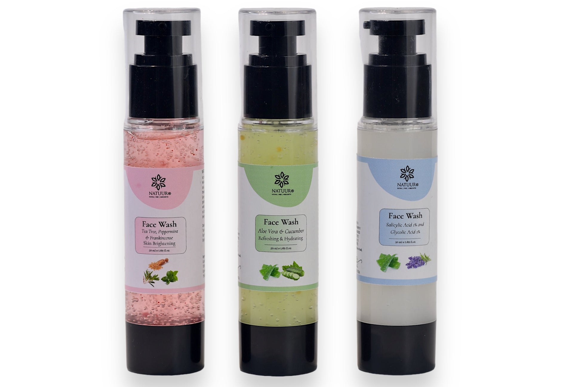 Face washes ( Salicylic acid, Aloe Cucumber, Skin brightening) 