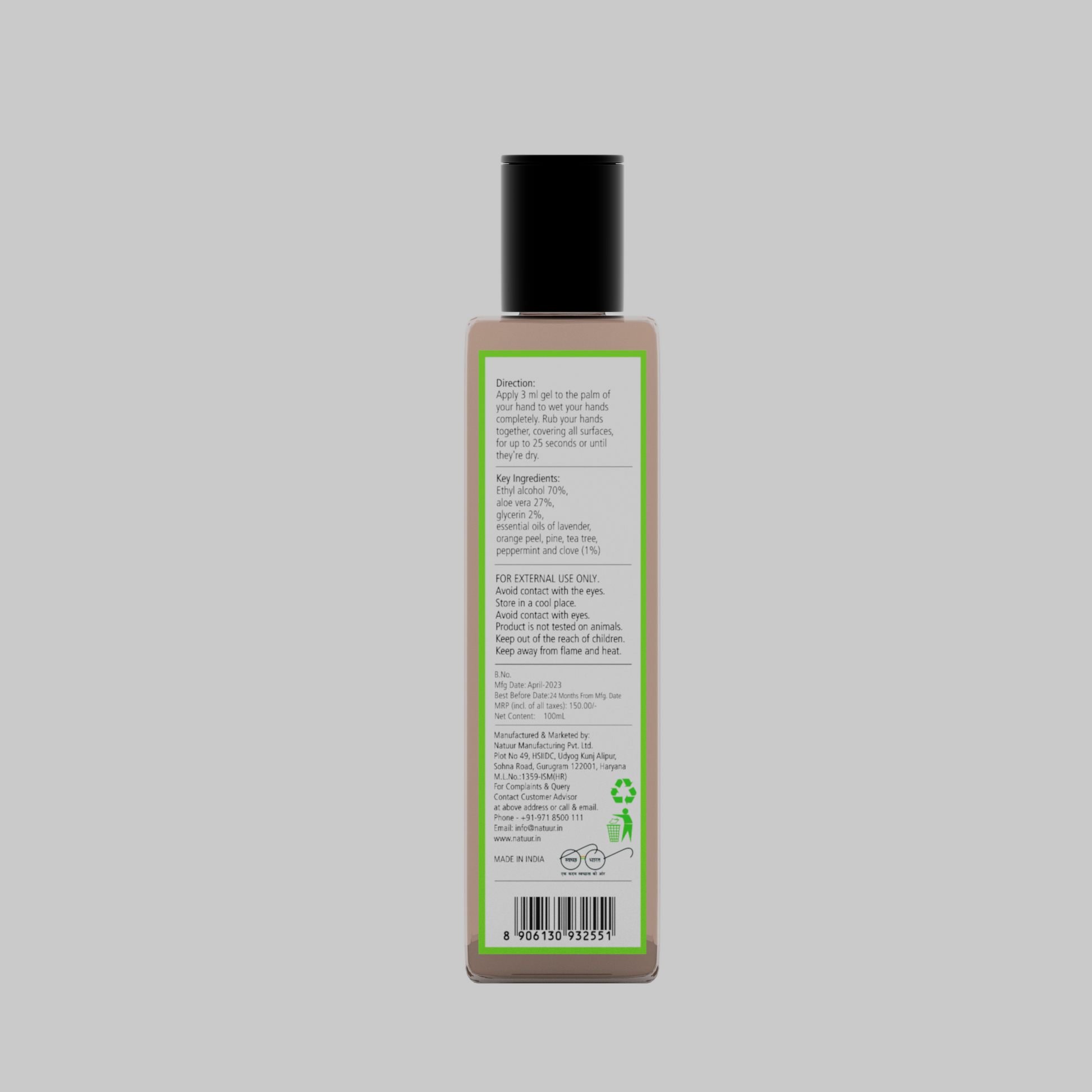 Hand Sanitizer Spray - Aloe Vera & Orange 110ml - Natuur.in