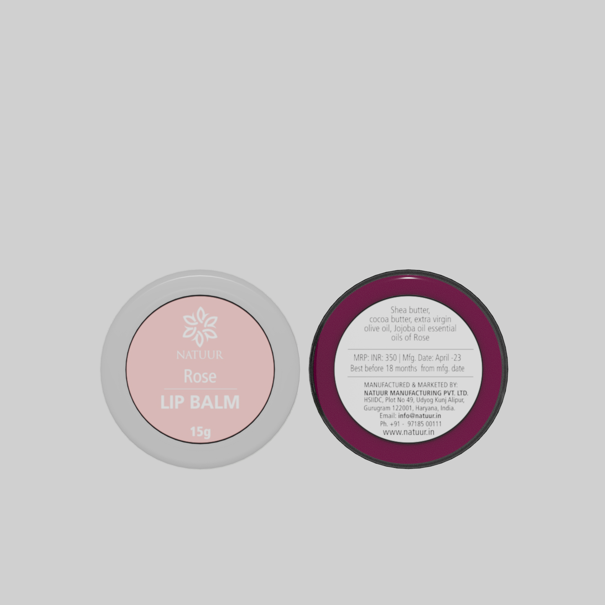 Natuur Lip Balm - Rose and Cardamom 15gms - Natuur.in