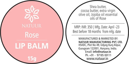 Natuur Lip Balm - Rose and Cardamom 15gms - Natuur.in