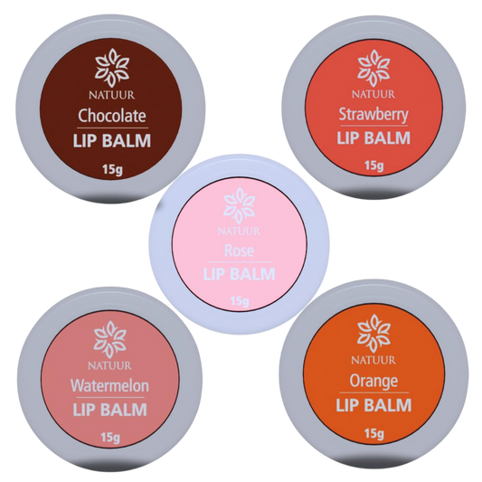 NATUUR - Lip Balm - Pack of 5 (15gm Each)| Moisturizing and Nourishing Lip Care | For Soft and Smooth Lips | Effective for Dry Lips | Prepared with natural plant butters - shea and cocoa