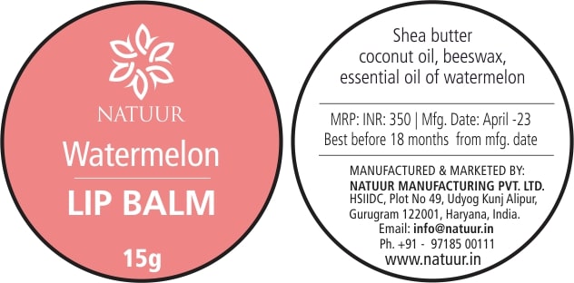 Natuur Lip balm - Watermelon 15gms - Natuur.in