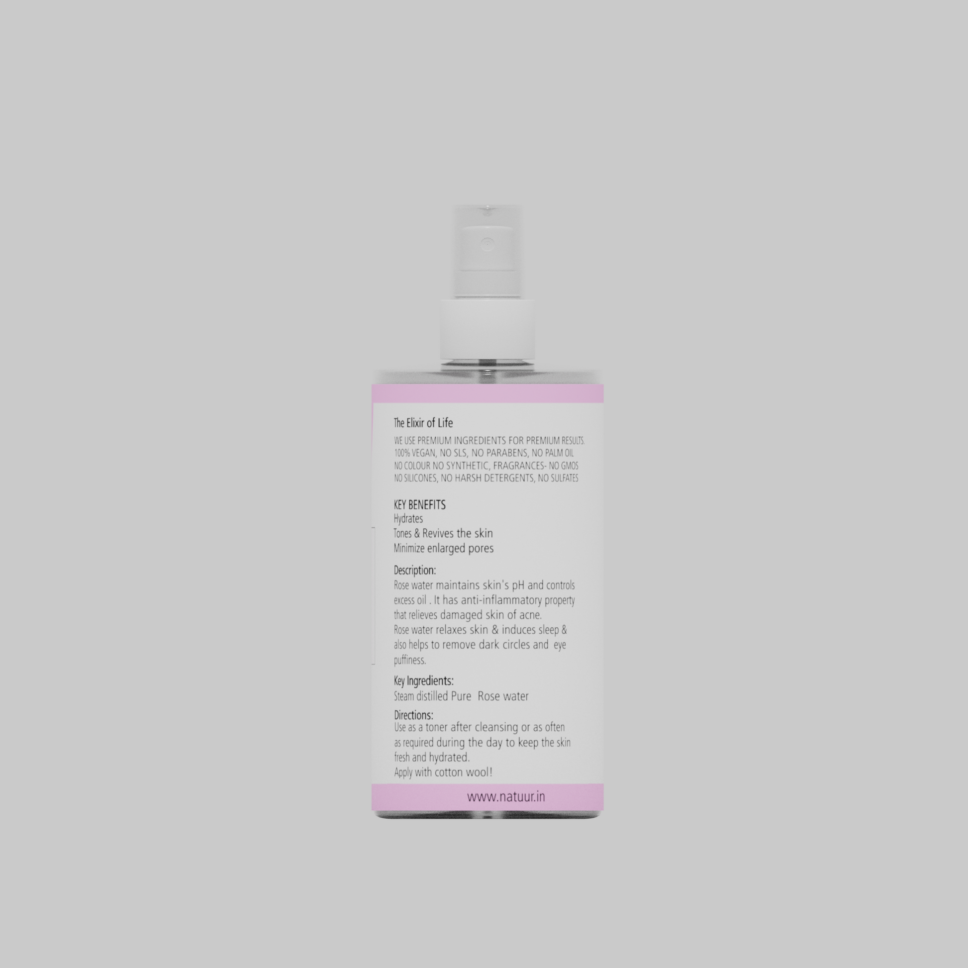 Pure Rose Water-Skin vitaliser 200 ml - Natuur.in