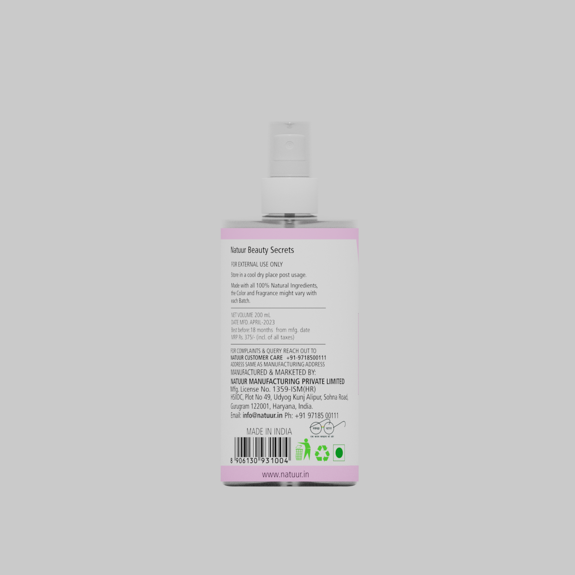 Pure Rose Water-Skin vitaliser 200 ml - Natuur.in
