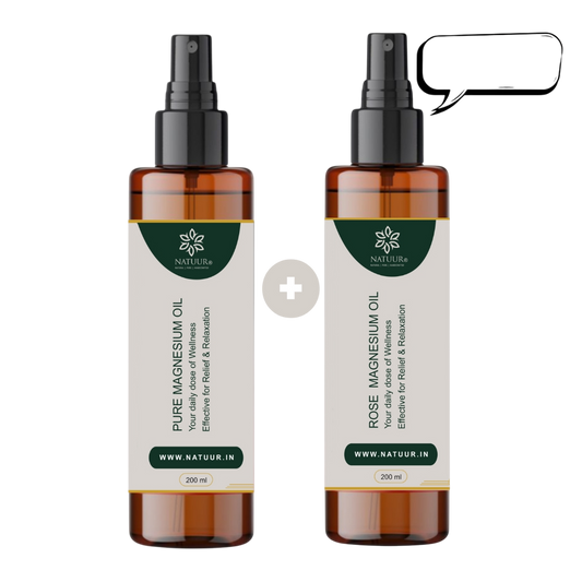 Pure Magnesium Oil + Rose Magnesium Oil - 200 ml [Pack of 2]