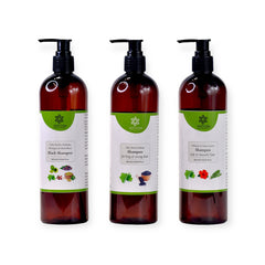 Shampoos - Black Shampoo, Aloe hibiscus curry leaves, Aloe kalonji 500 ml x 3