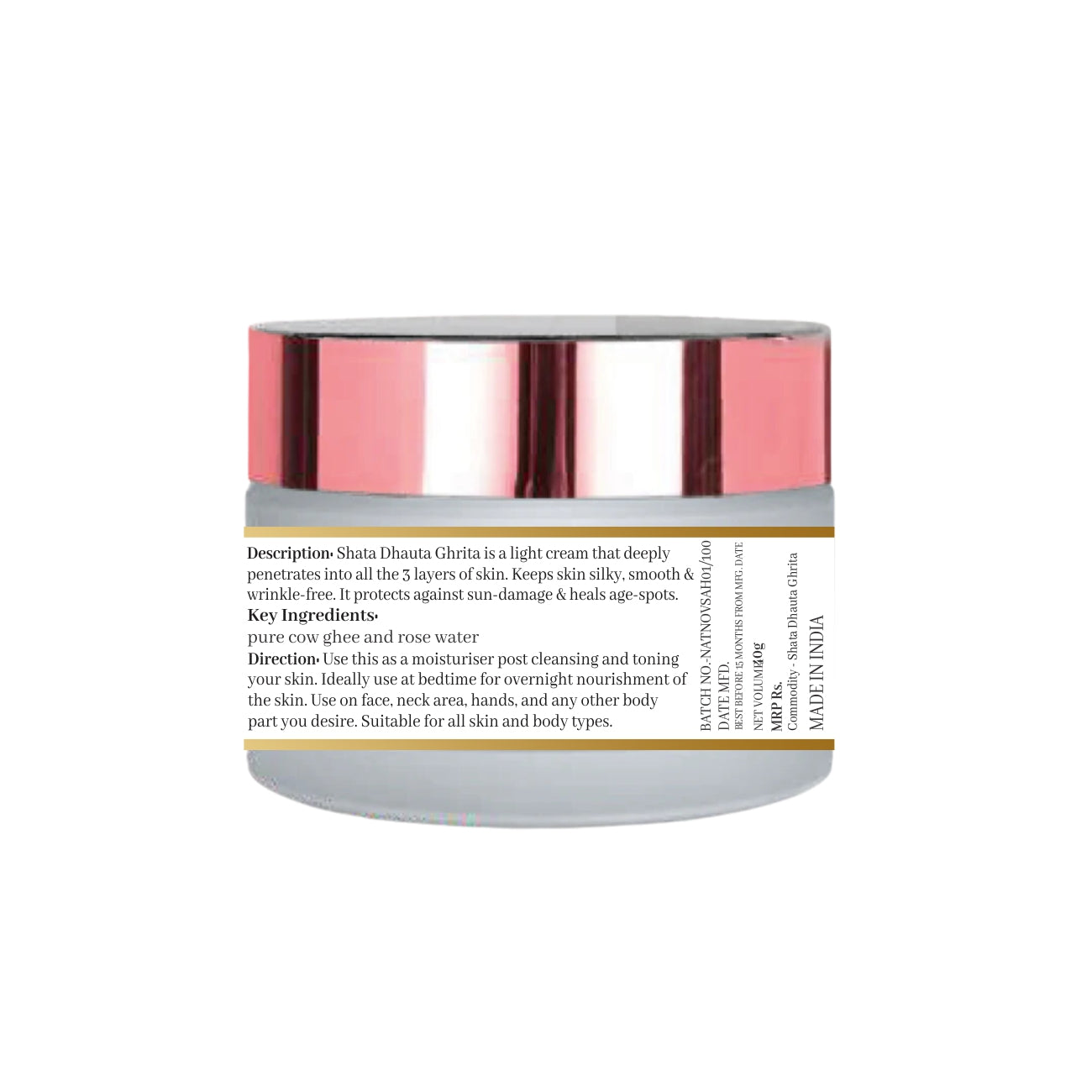 Shata Dhauta Ghrita Rose For deep nourishment and glowing skin Night Cream