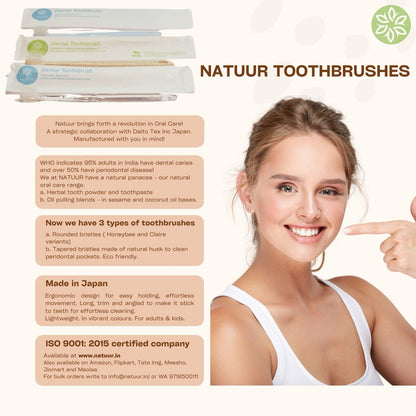 Natuur - Extra Gentle Bristles Toothbrush | Octagonal Handle | Reaches all the Sensitive Areas | Rounded Ends to Clean Along the Gum Line (Transparent)