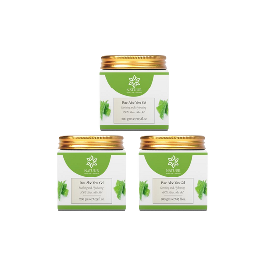 NATUUR - Pure Aloe Vera Gel - 200gmX3 |Soothing and Moisturizing | Hydrates and Moisturizes Dry Skin | Cooling and Soothing Properties | Suitable for Day and Night Use