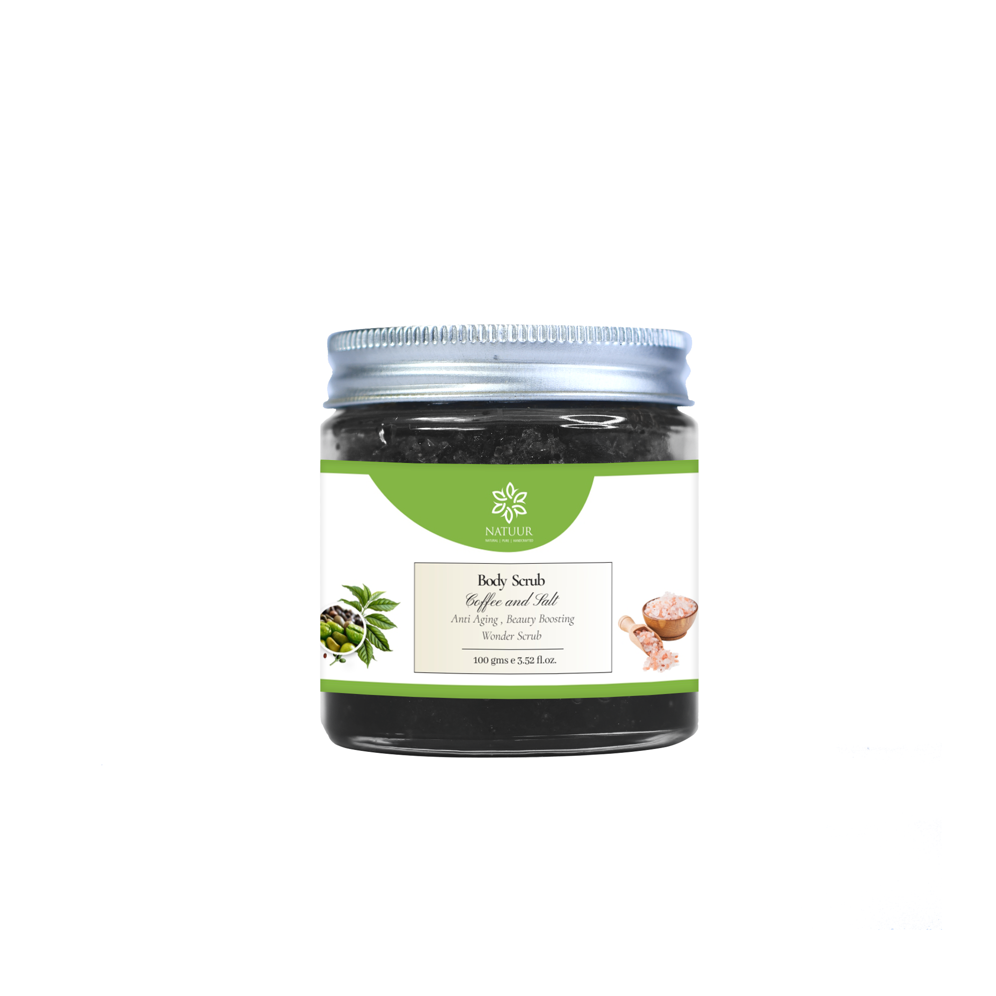 Body Scrub - Coffee and Salt - Anti Ageing , Beauty booosting wonder scrub 100 gms - Natuur.in