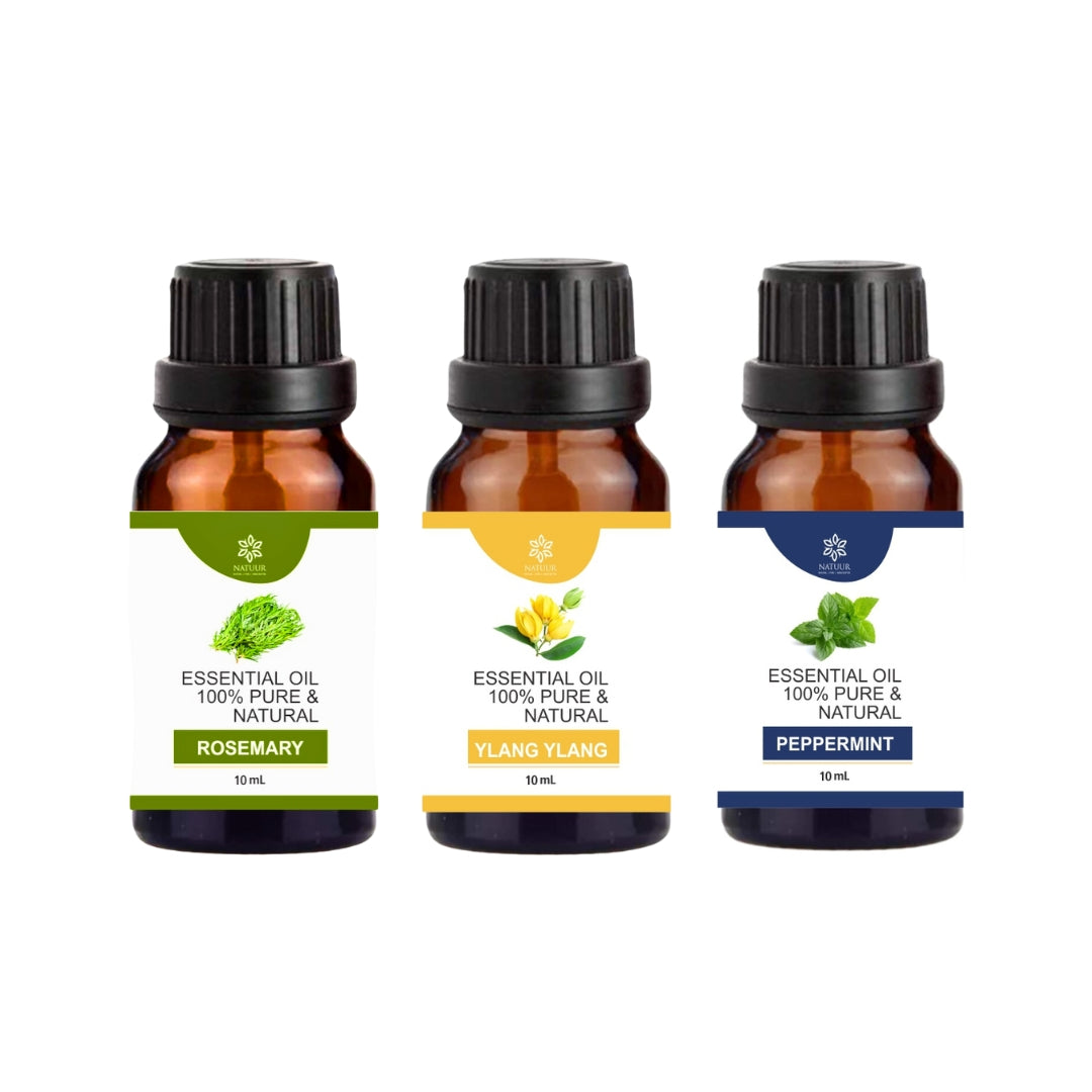 Natuur Essential Oil Rosemary, Ylang Ylang & Peppermint (Pack of 3) 10 ml Each