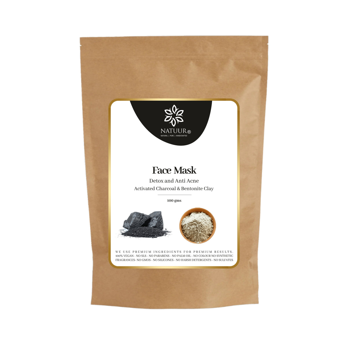 Face mask - Activated Charcoal & Bentonite Clay- Detox and Anti Acne